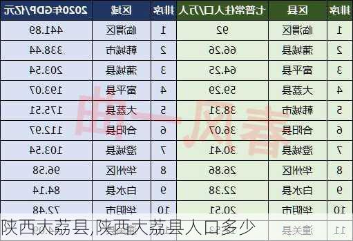 陕西大荔县,陕西大荔县人口多少