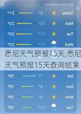 悉尼天气预报15天,悉尼天气预报15天查询结果