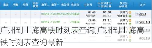 广州到上海高铁时刻表查询,广州到上海高铁时刻表查询最新