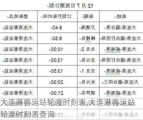 大连港客运站轮渡时刻表,大连港客运站轮渡时刻表查询-第2张图片-阿丹旅游网