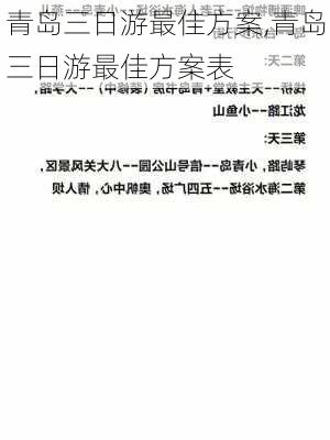 青岛三日游最佳方案,青岛三日游最佳方案表